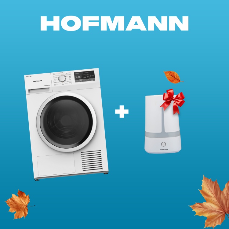 Сушильная машина Hofmann TD8HPWH-BLS/HF белый + увлажнитель воздуха SHRB254WH/HF