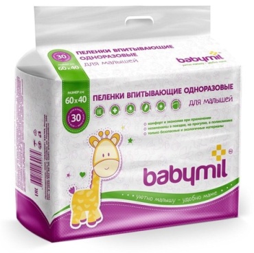 Пеленка одноразовая Babymil 2259986, 30 шт, 60x40 см