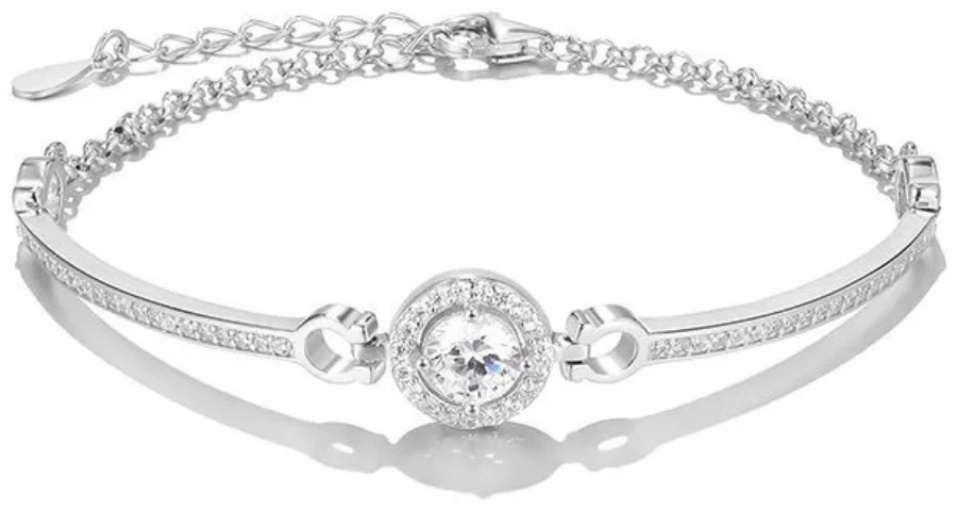 Женский браслет на руку ACCESSORIZE 6939 из серебра 925 с белым цирконием, 22 см, 1 шт