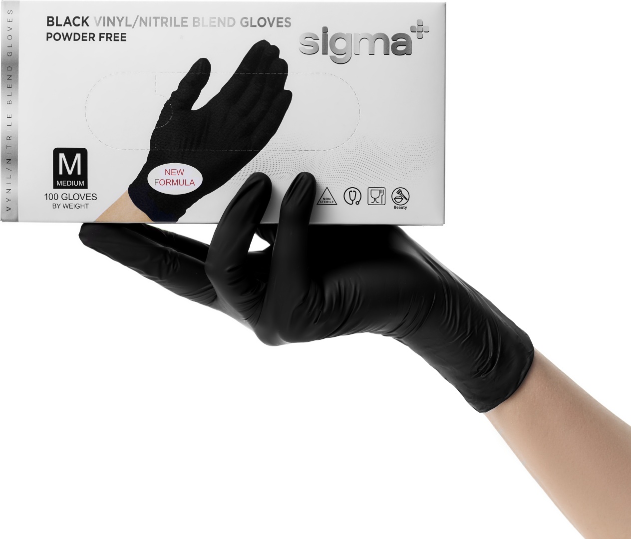Sigma+ перчатки Базовая коллекция 788364408891 черный 100 шт M