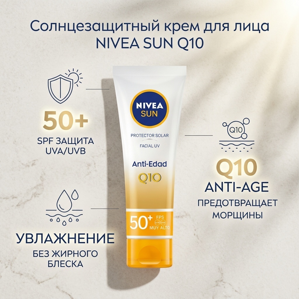 NIVEA крем Q10 Ультра защита SPF50 для лица 50 мл