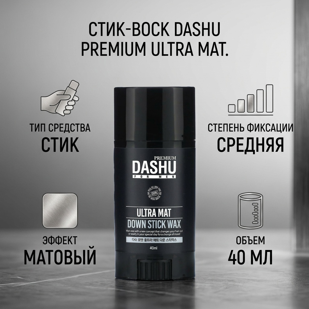 DASHU Для мужчин, пуховик премиум-класса Ultra Mat, 40 мл стик средняя фиксация 40 мл