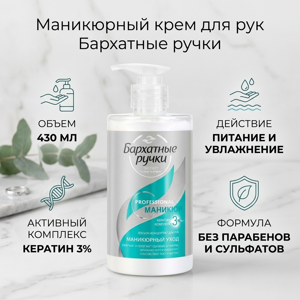 Бархатные ручки Маникюрный крем для рук крем для рук 430 мл