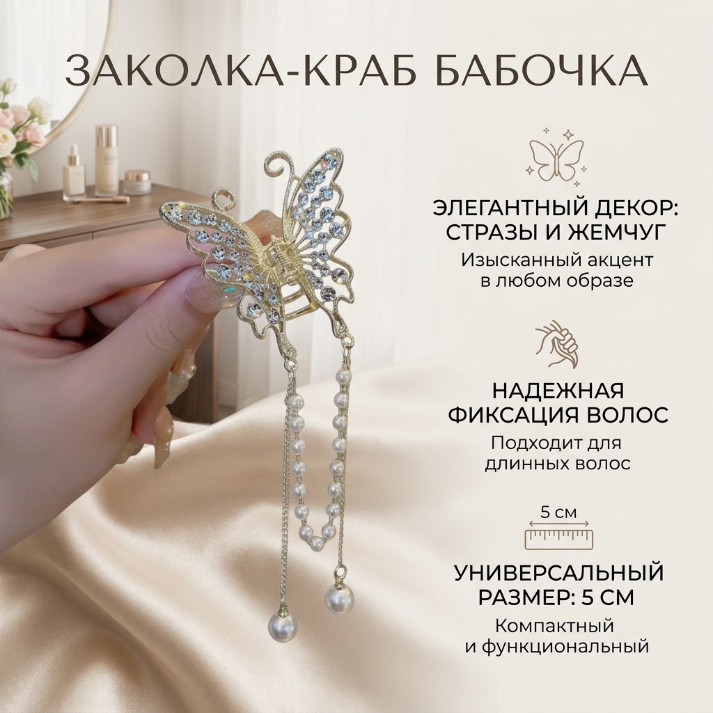Заколка краб 1 шт