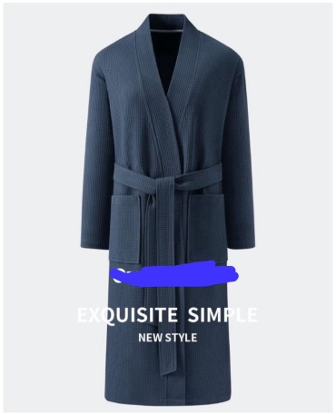 Вафельный халат Mega Star черный, серый