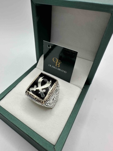 Печатка OLZHA BRAND Olzha размер 21.5 вес 19.6 г серебро, эмаль