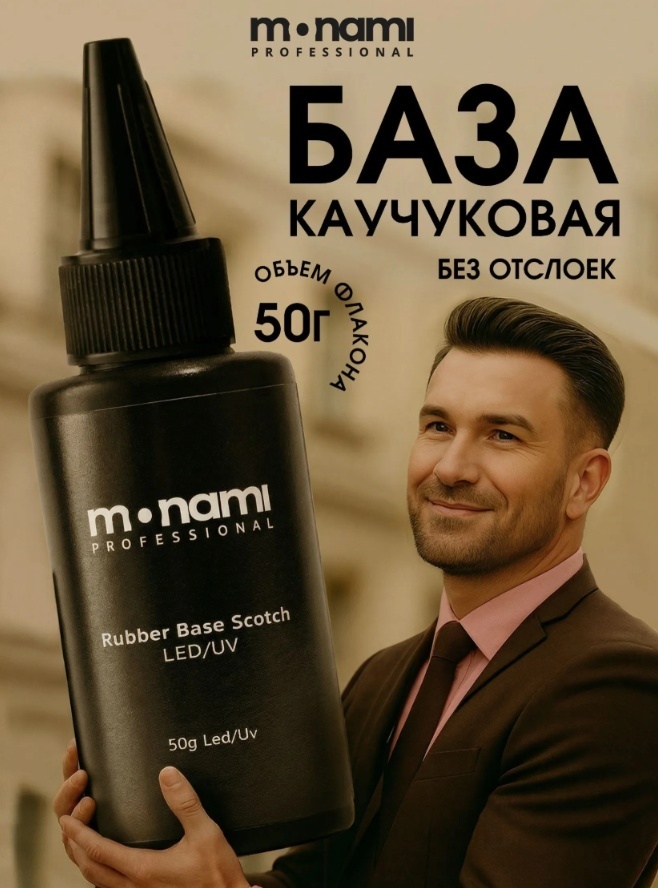Monami базовое покрытие Rubber Base Scotch Clear глянцевое 50 г