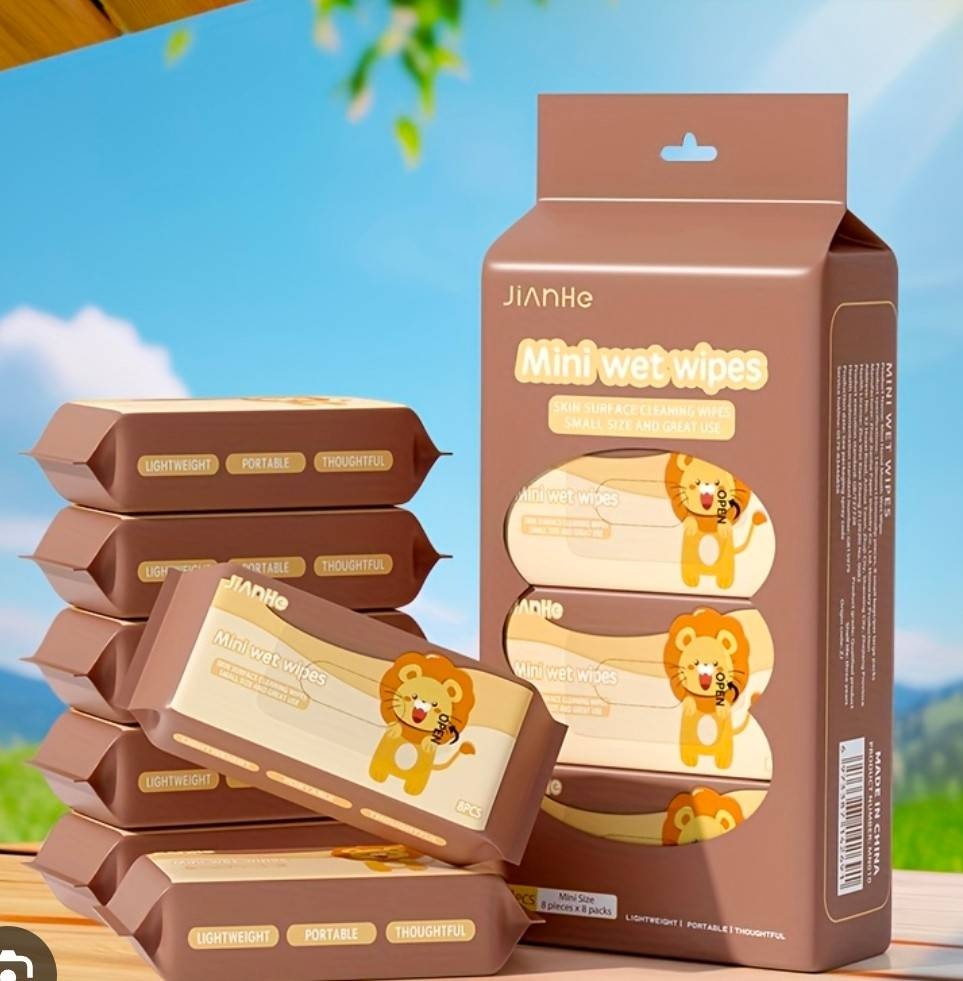 Влажные салфетки Влажных салфеток JIANHE Mini wet wipes с изображением льва. 8 шт
