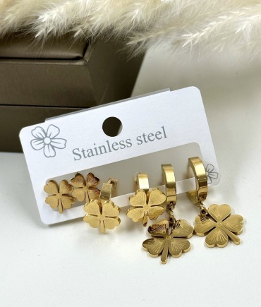 Серьги Stainless Steel титан, без вставок