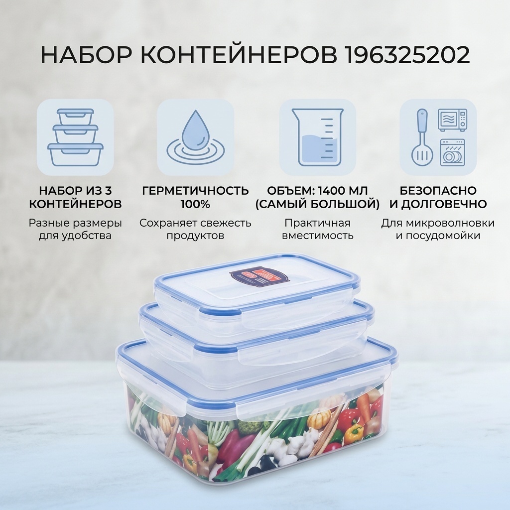 Набор контейнеров 196325202 3 шт, пластик