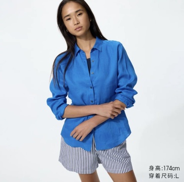 Рубашка Uniqlo синий