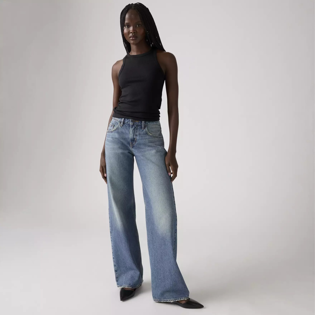 Джинсы широкие и расклешенные Levis синий