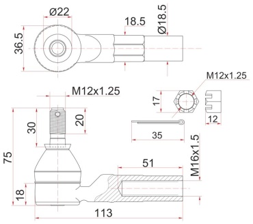 SAT рулевой наконечник ST-45046-19206