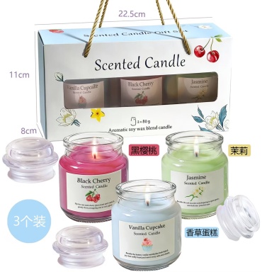 Ароматическая свеча Scented Candle Gift set 8 см, 3 шт розовый, зеленый, белый