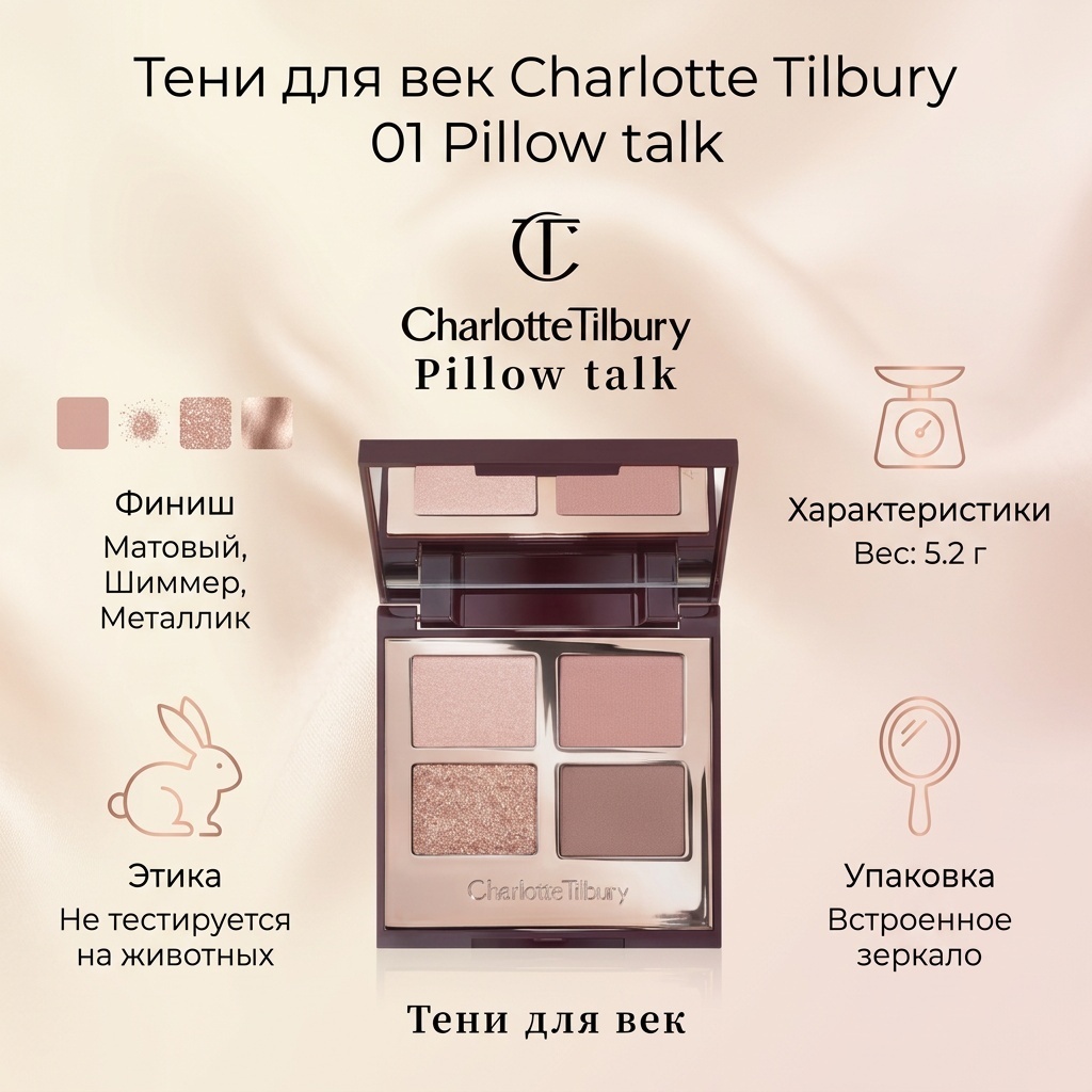 Charlotte Tilbury тени прессованные 01 Pillow talk