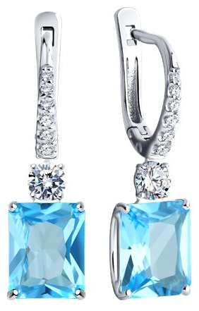 Серьги SOKOLOV 726953 вес 4.89 г золото, топаз, фианит