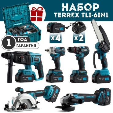 Набор аккумуляторных электроинструментов TERREX TLi-6IN1 6 в 1
