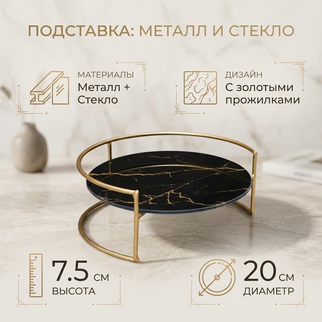 Подставка металл, стекло