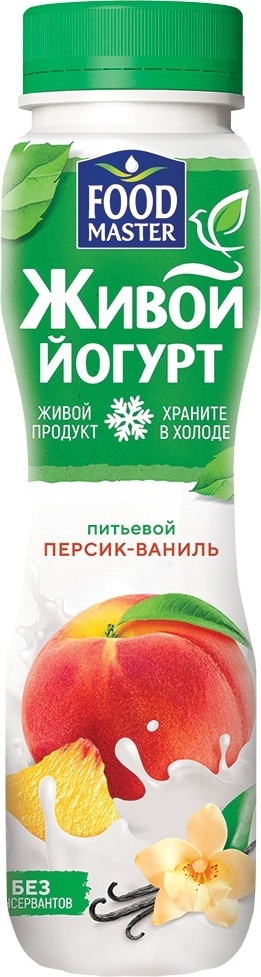 Йогурт Foodmaster Живой ваниль, персик 1% 280 г