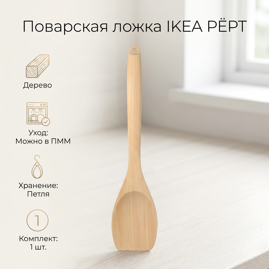 Ложка поварская IKEA дерево, 1 шт