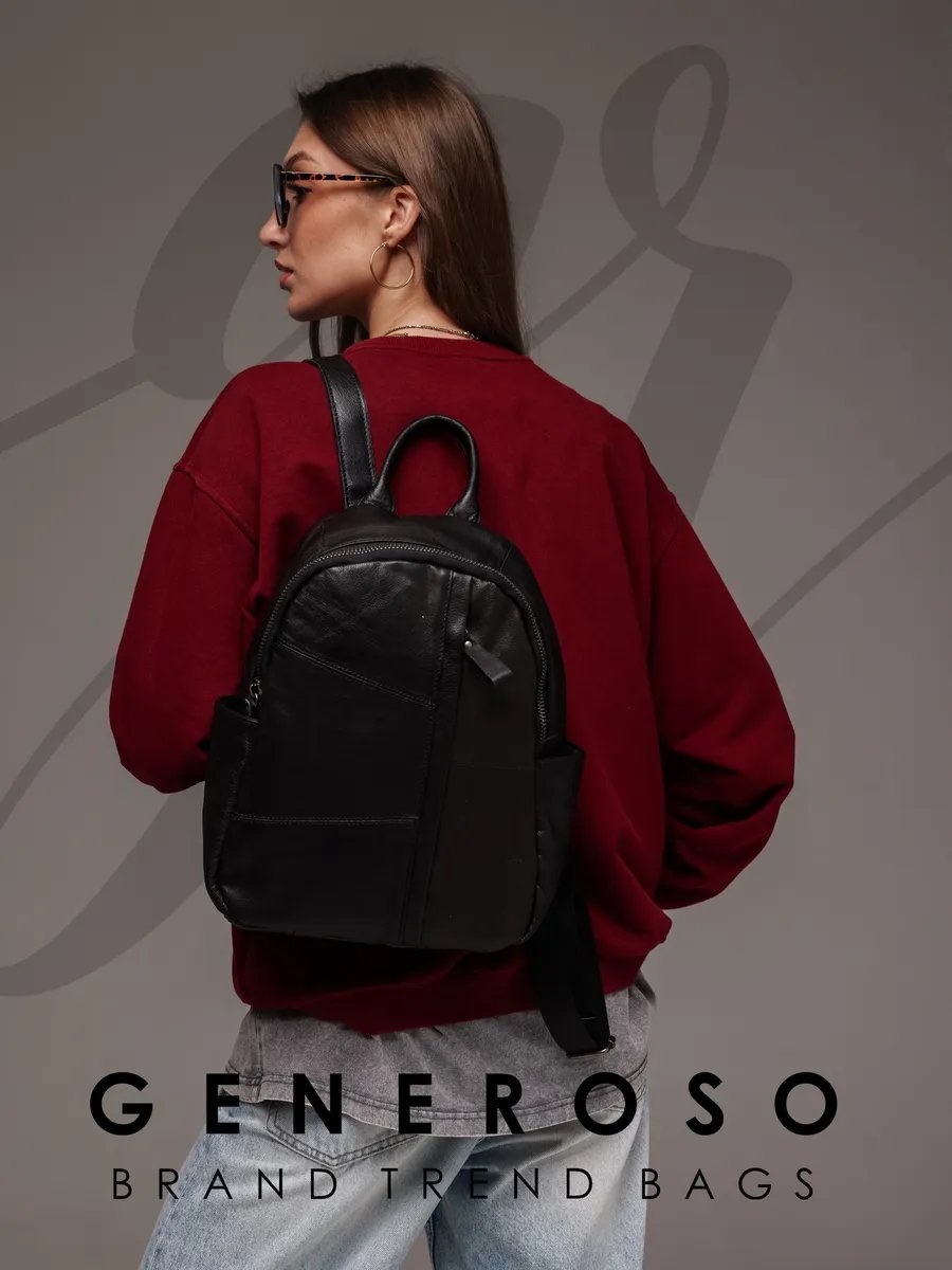 Рюкзак Generoso натуральная кожа черный