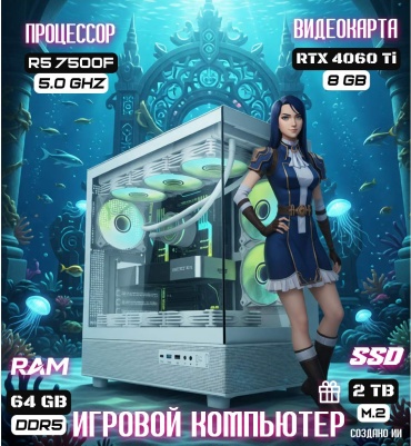 REALTECH R5 7500F / RTX 4060 Ti 8 Гб / 64 Гб / SSD 2000 Гб / Win 11