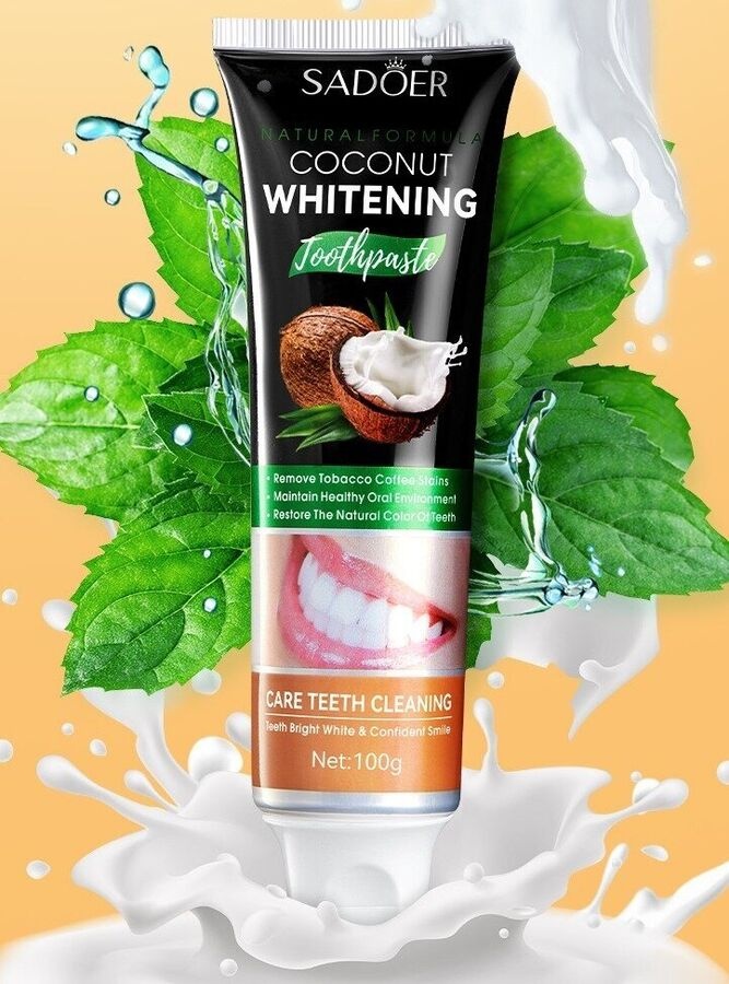 SADOER зубная паста Coconut Whitening Toothpaste Кокосовая отбеливающая зубная паста 100 г