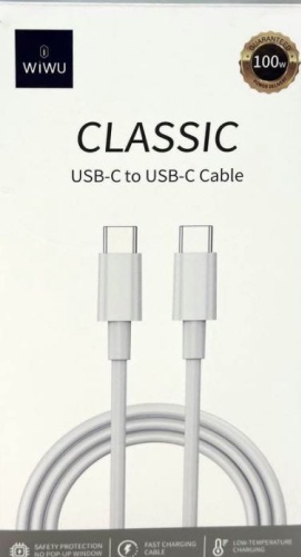 Кабель WIWU USB TypeC (F), USB TypeC (M), 1.2 м, белый