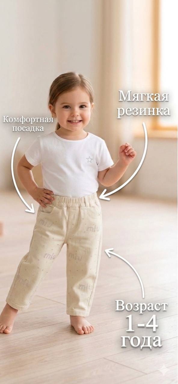 Джинсы свободного кроя светло-бежевый