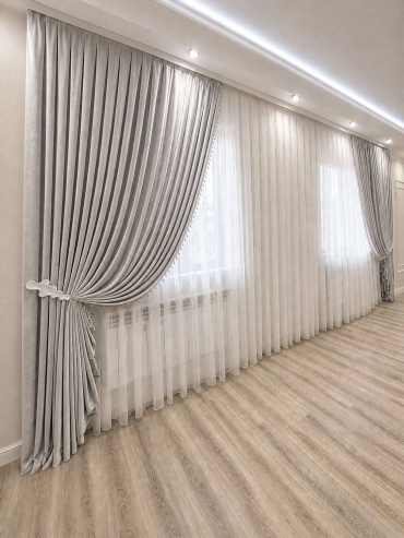 Комплект 800x280 см 3 шт, велюр, светло - серый