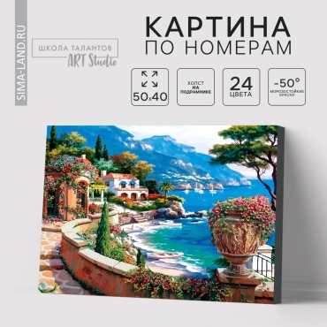 Картина по номерам Школа талантов Набережная холст на подрамнике 40x40 см