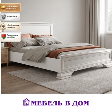 Кровать Мебель в Дом KENTAKI двуспальная, 160x200 см (без матраса, подъёмный механизм) белый