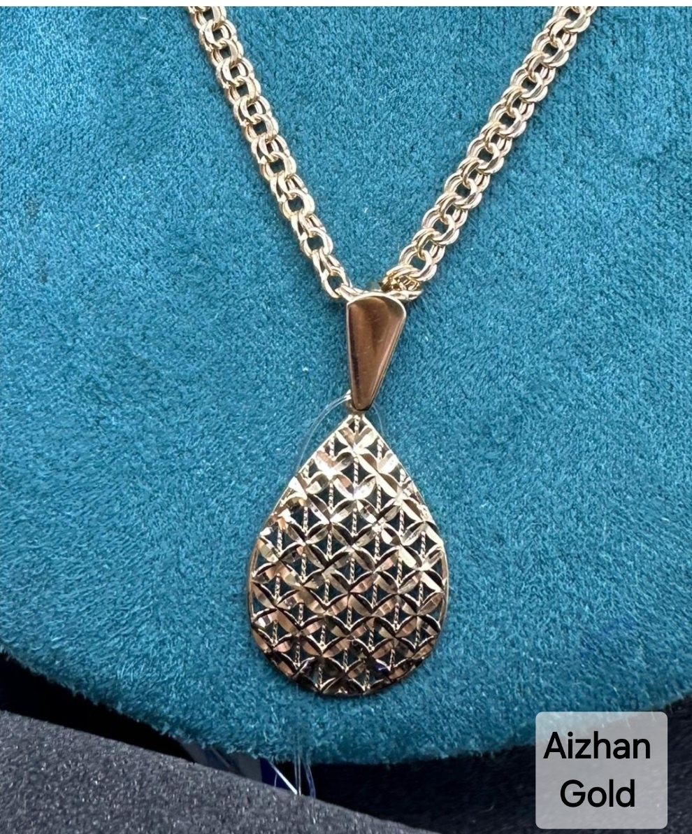 Подвеска Aizhan Gold Золотая подвеска, кулон , цепочка, цепь, алтын алқа. Длина 55-50см. 5.8гр. Золото 585 вес 5.8 г золото, без вставок
