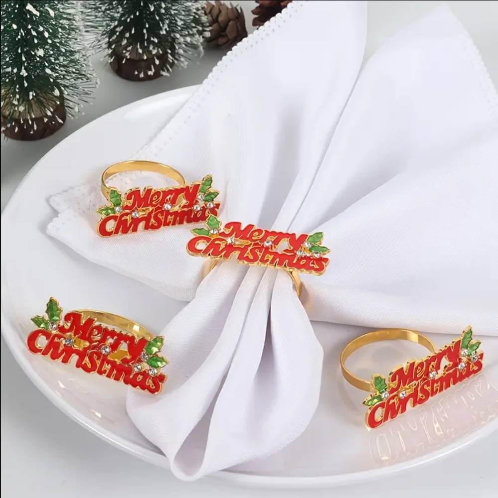Кольцо для салфеток Новогодний набор 6 шт Merry Christmas, металл