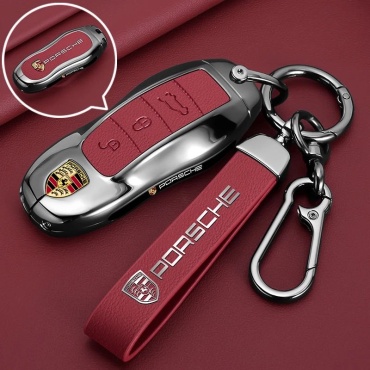PORSCHE Чехол на ключ бордовый
