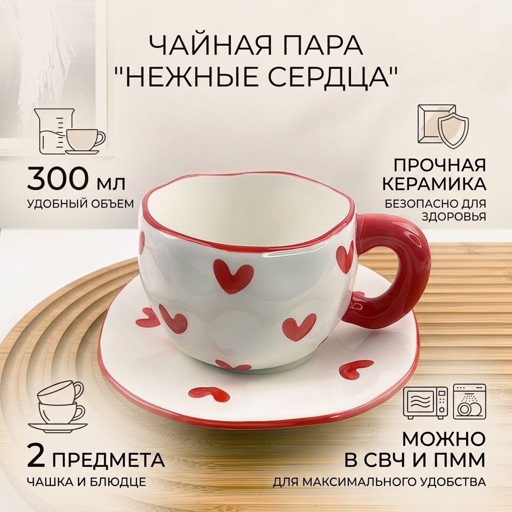 Чайная пара , 300 мл, керамика, 1 шт.