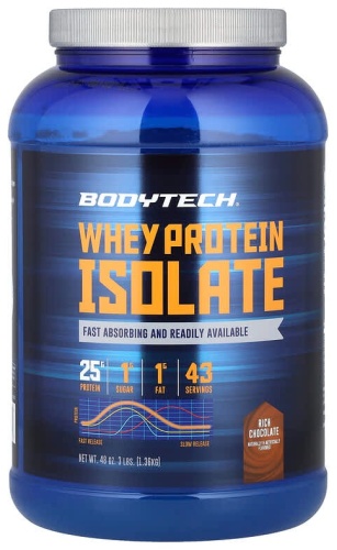 BodyTech Изолят сывороточного протеина, насыщенный шоколад, 1,36 кг (3 фунта) шоколад 1360 г