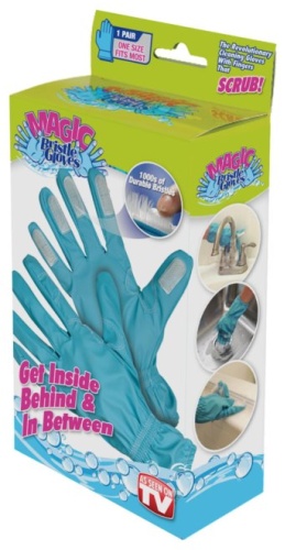 Перчатки с щетками на кончиках Magic Bristle Gloves 46512 голубые 1 пара - 2 шт