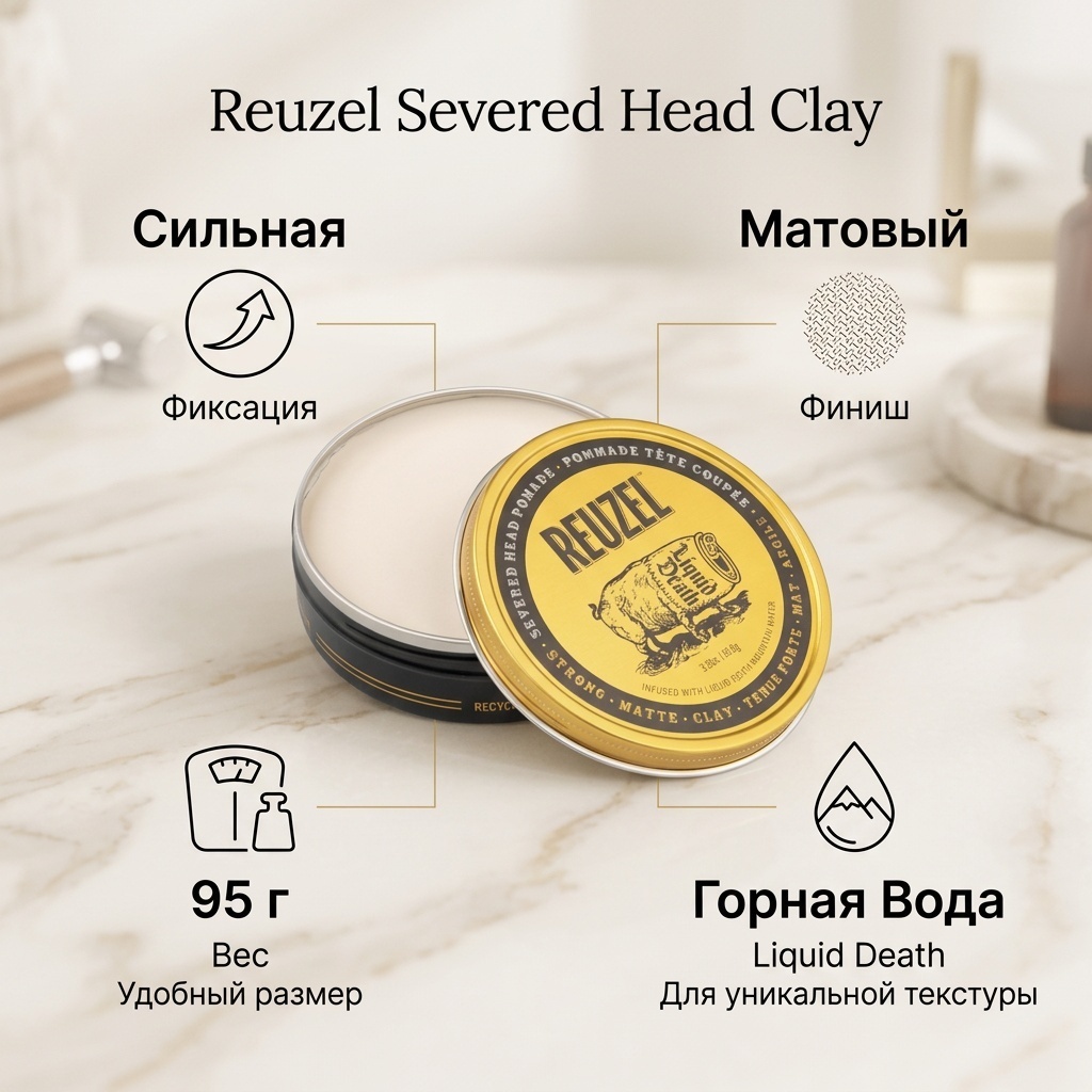 Reuzel Severed Head Clay помада сильная фиксация 95 г