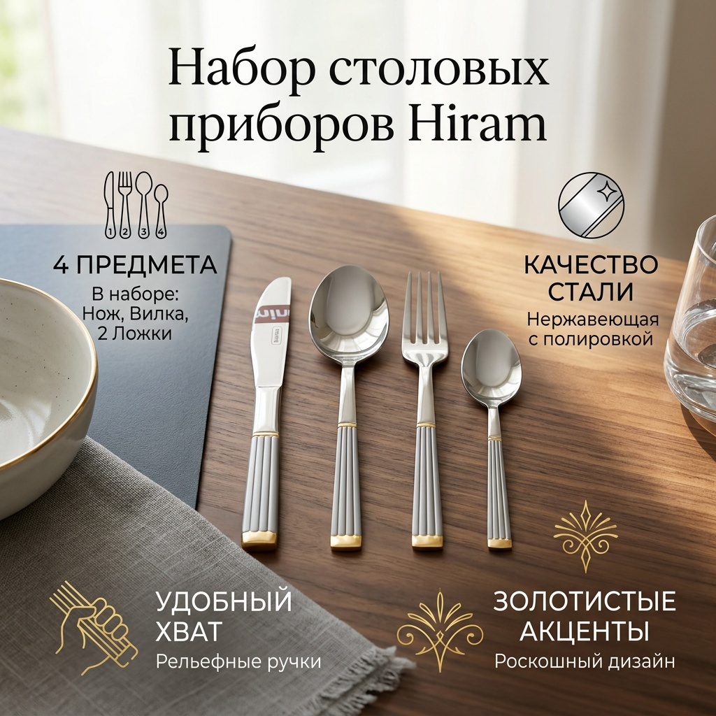 Набор столовых приборов 48 шт, золотистый, серебристый 194059