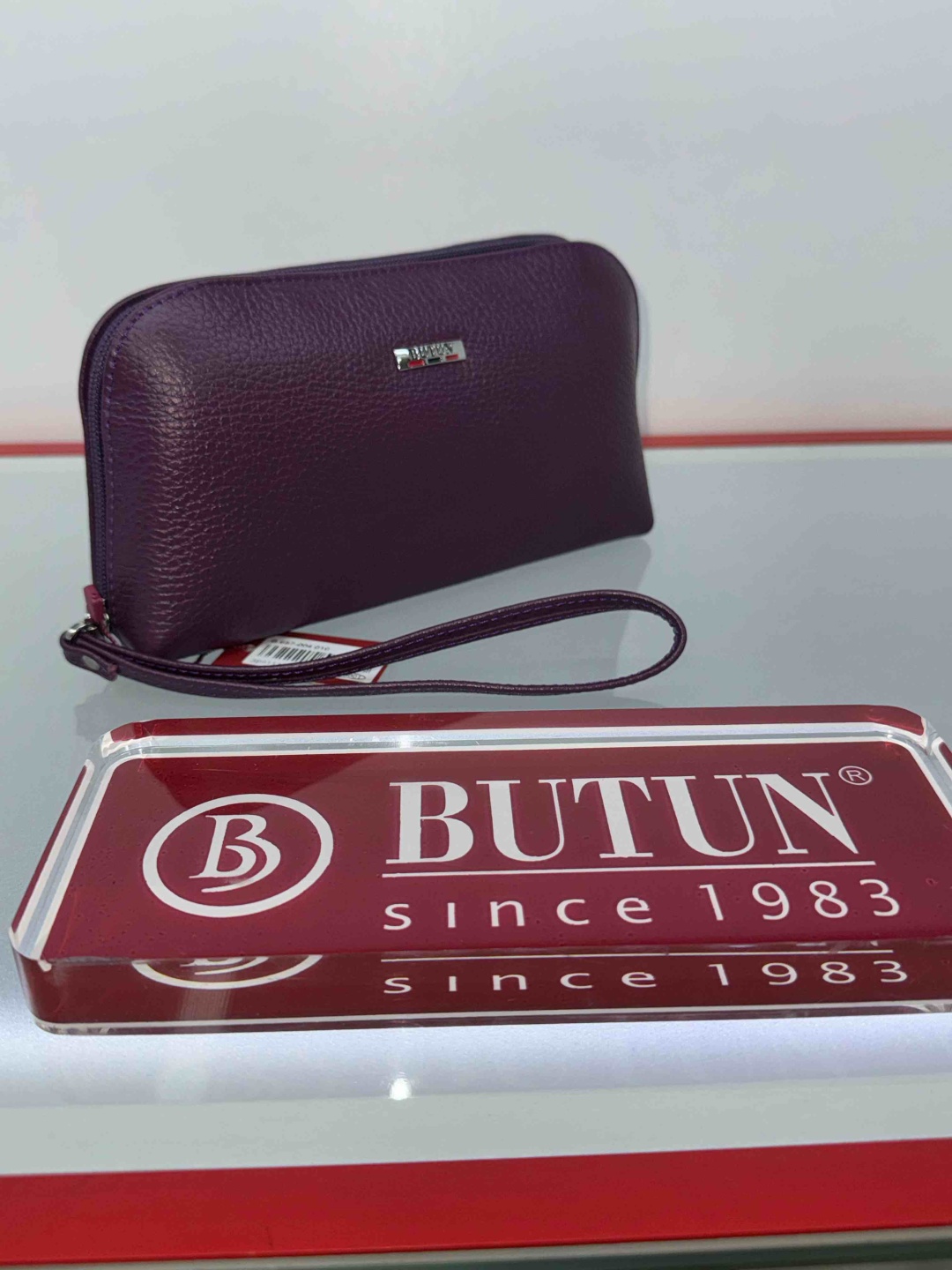 BUTUN косметичка натуральная кожа фиолетовый 10X20 см