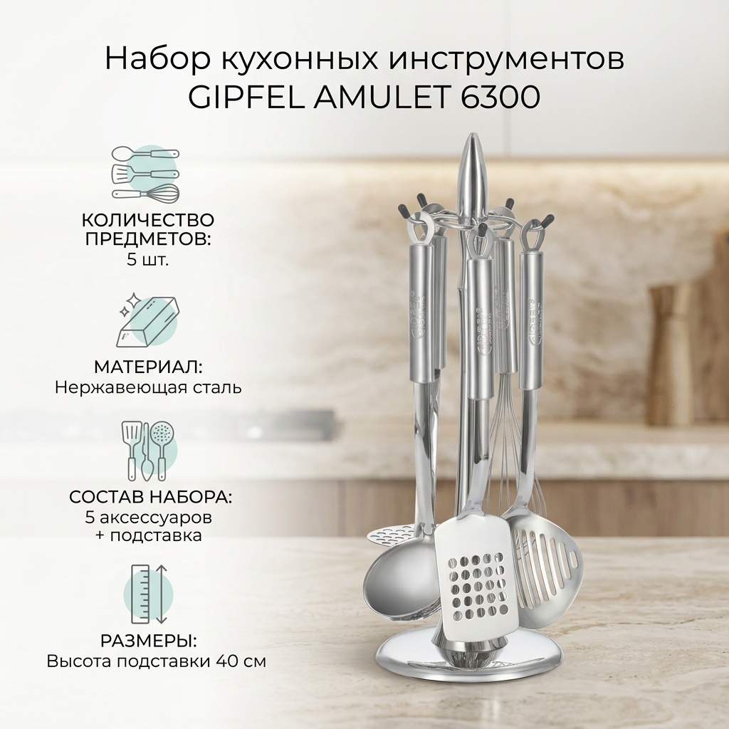 Набор кухонных инструментов GiPFEL нержавеющая сталь, 5 шт