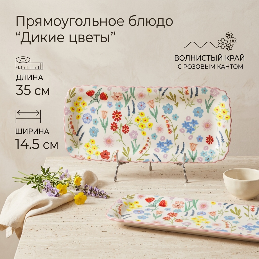 Блюдо Alma Home 35х14.5 см, керамика, 2 шт