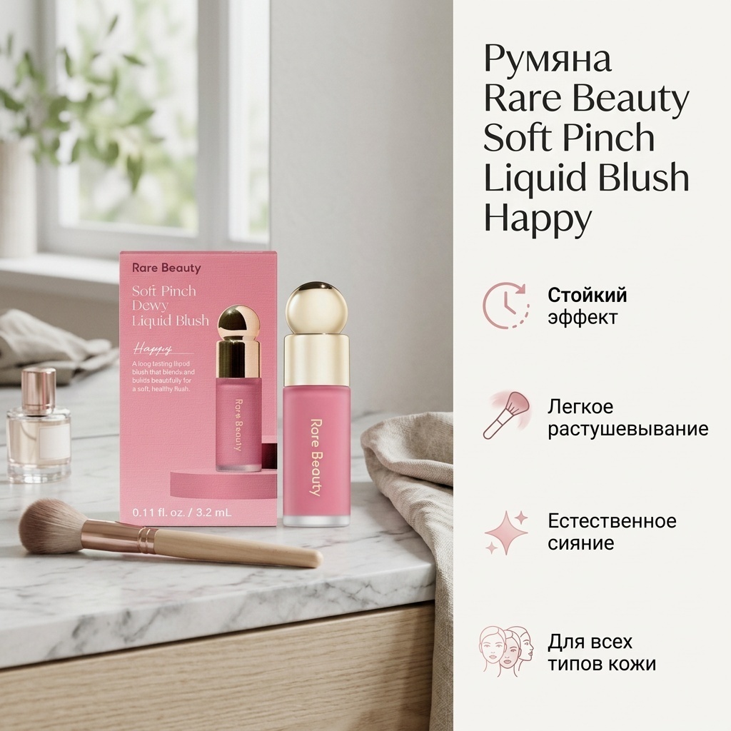 Rare Beauty Soft Pinch Liquid Blush румяна Happy