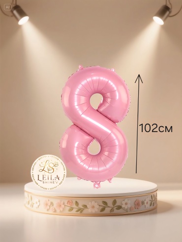 Воздушный шар Leila Shine Цифра 8. 1 шт, розовый