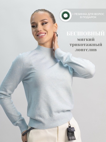 Лонгслив alinashoes без принта светло-голубой