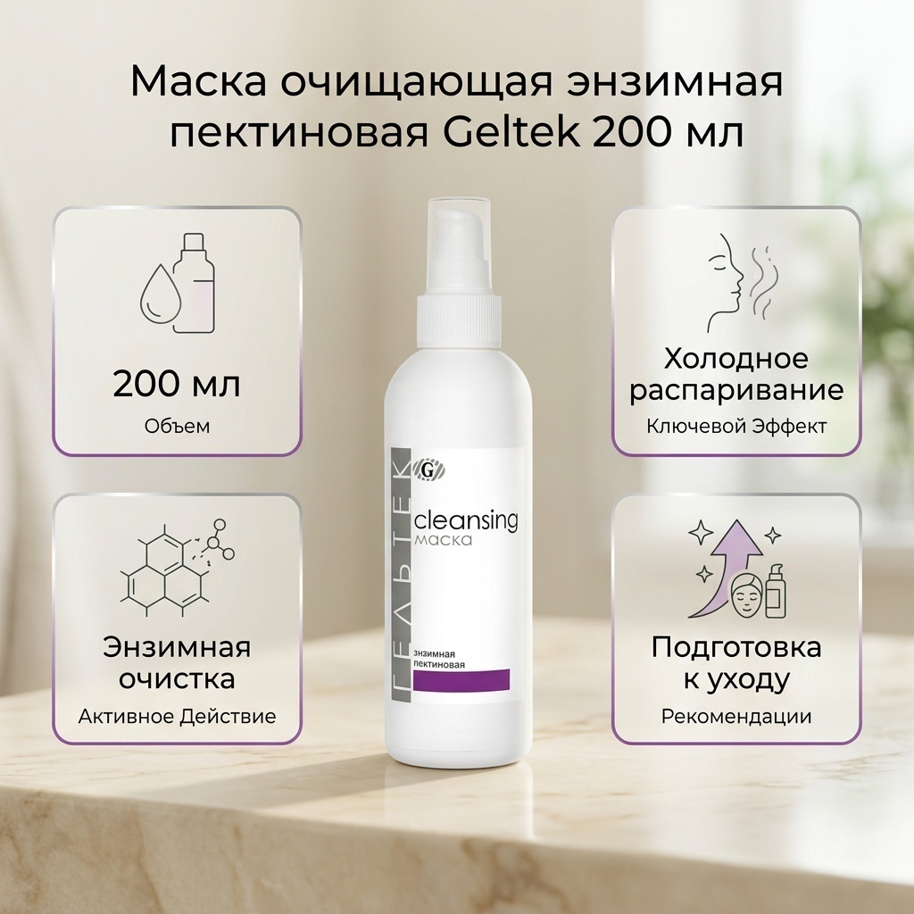 Маска для лица Гельтек-Медика гелевая cleansing энзимная пектиновая 200 мл