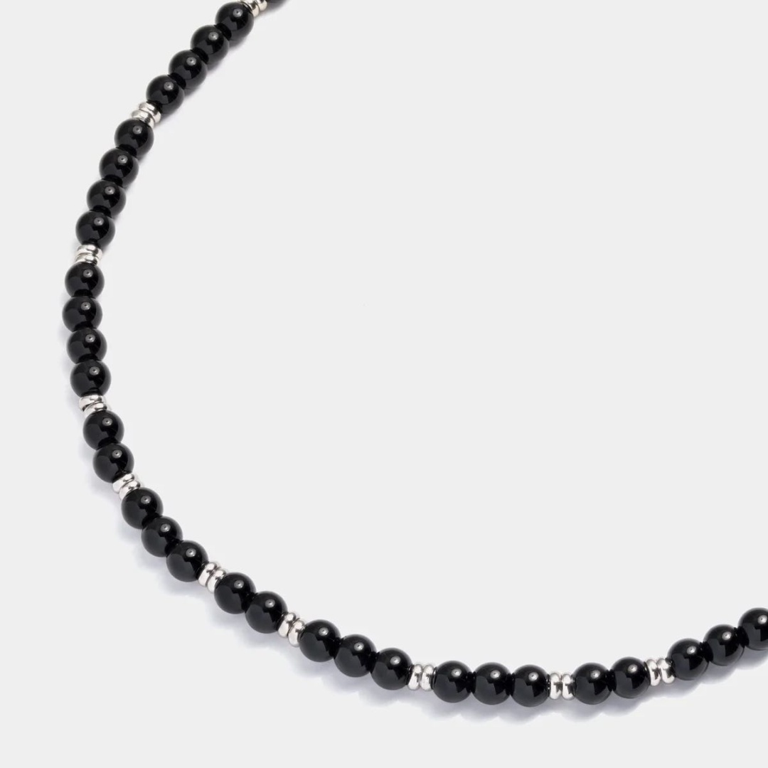 Бусы Elegatto длина 65 см нержавеющая сталь оникс