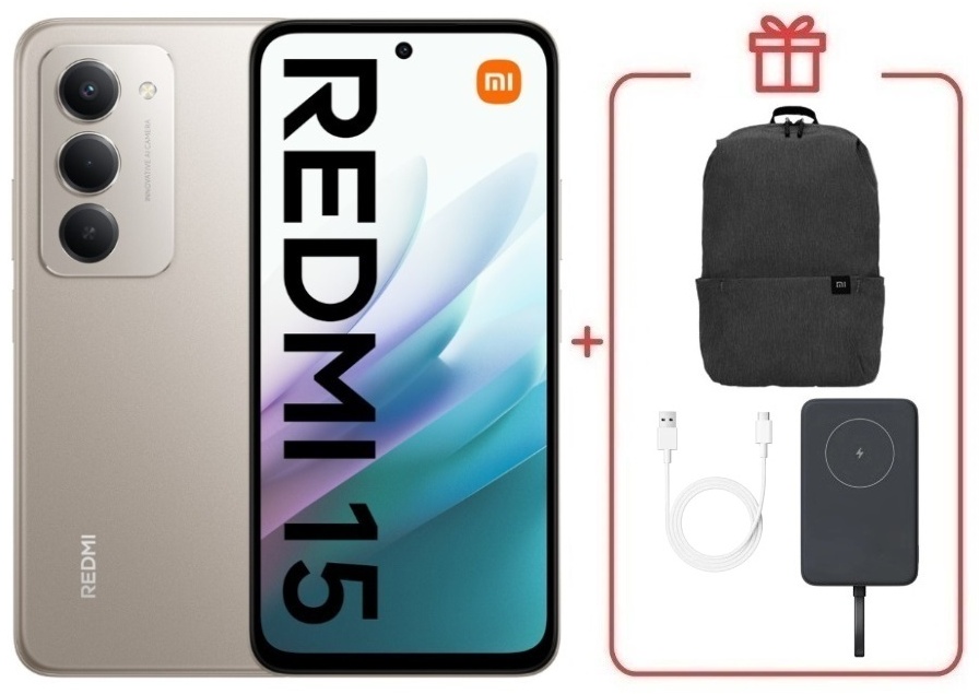 Смартфон Xiaomi Redmi 15 6 ГБ/128 ГБ серый + подарок