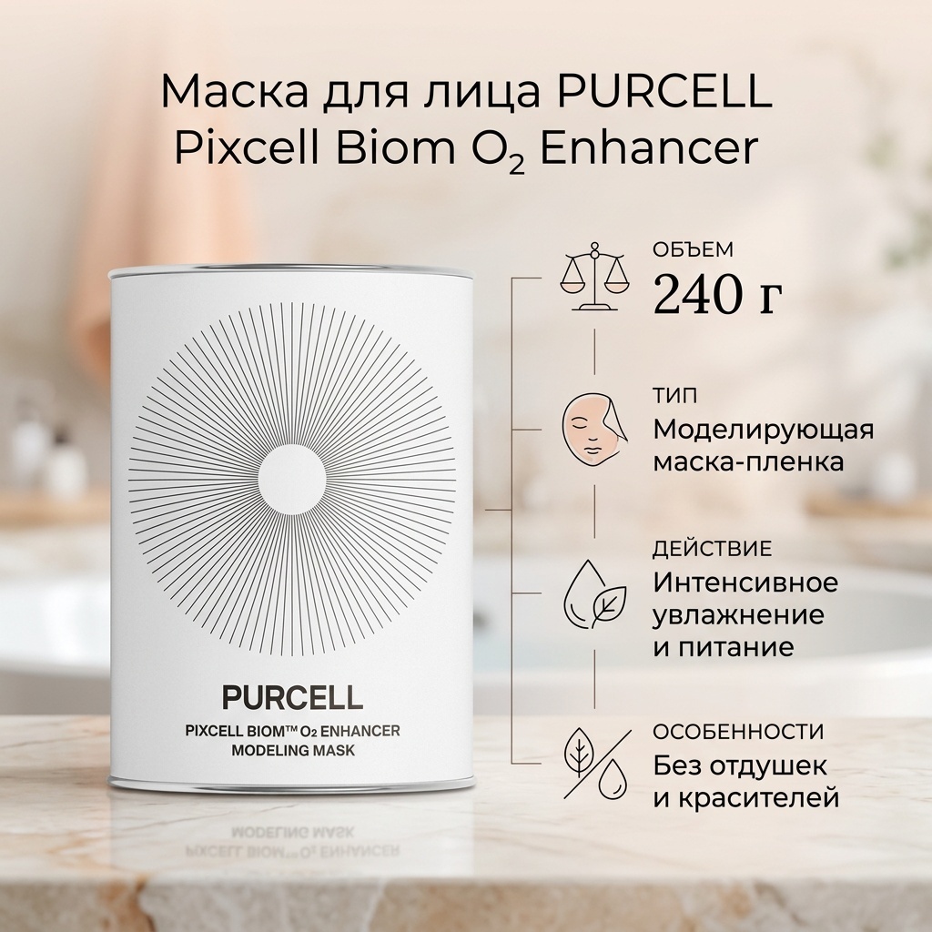Маска для лица PURCELL пленка Pixcell Biom O₂ Enhancer 240 г
